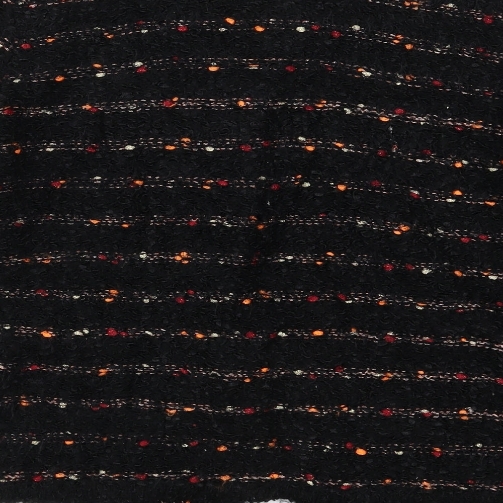 Chianti Womens Black Round Neck Striped Polyester Cape Jumper Size S