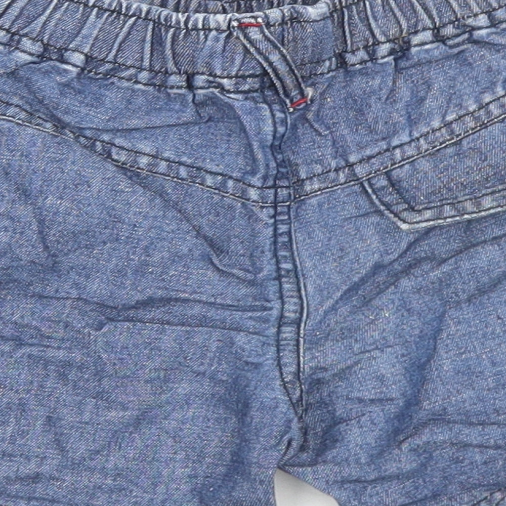 NEXT Girls Blue Linen Cropped Trousers Size 3-6 Months