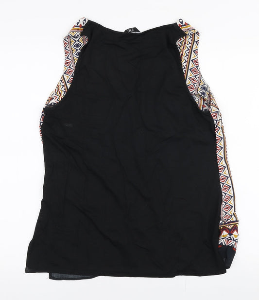 F&F Womens Multicoloured Geometric Viscose Basic Blouse Size 14 Round Neck