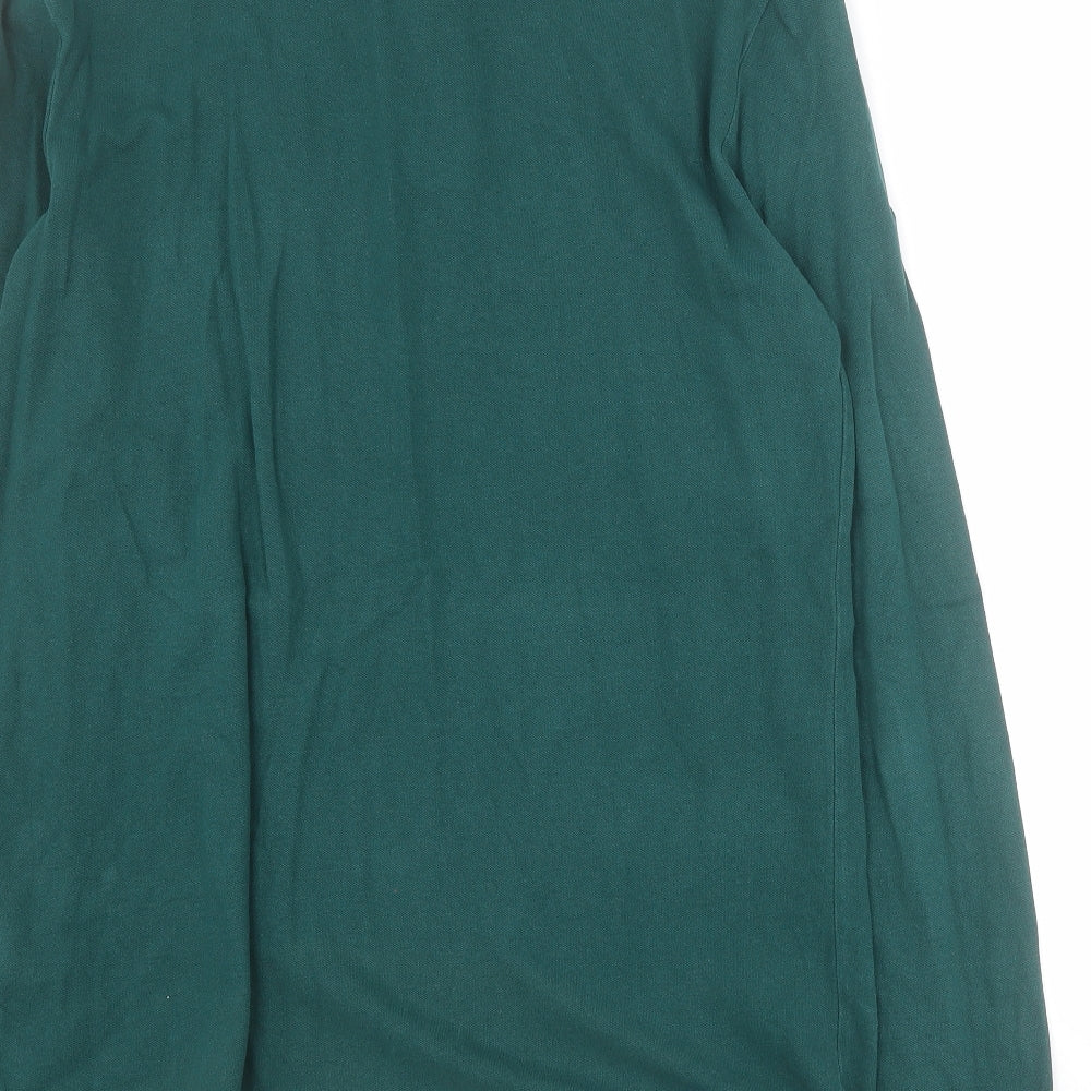 Topman Mens Green Cotton Polo Size L Collared Button