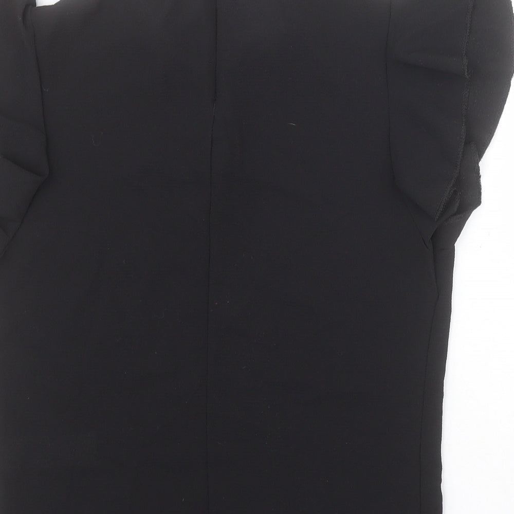 Boohoo Womens Black Polyester Basic Blouse Size 10 Round Neck