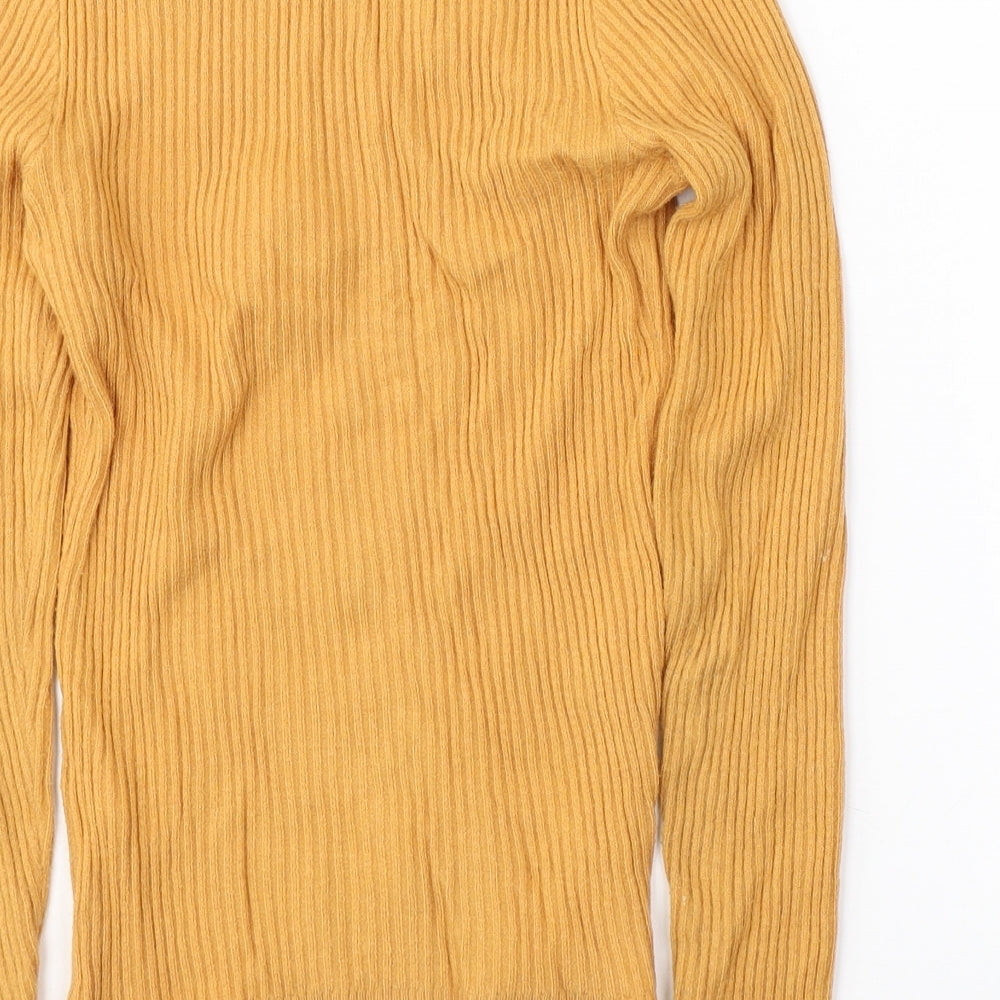 Primark Womens Yellow High Neck Viscose Pullover Jumper Size 10