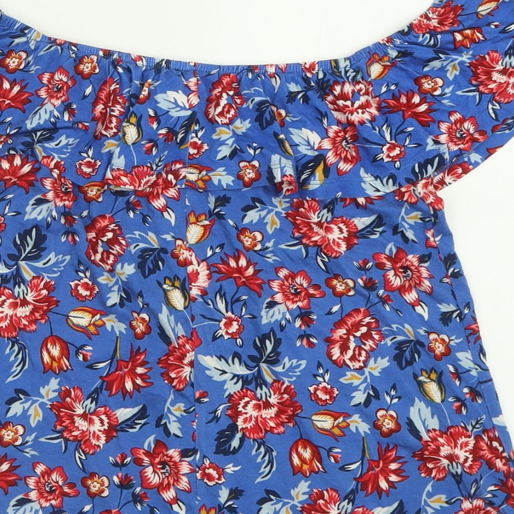 Womens UK Size XS Springfield Blue Basic T-Shirt