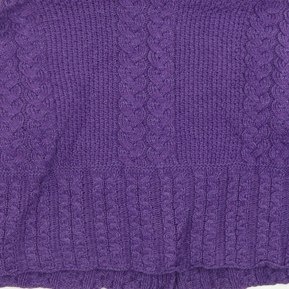 Emerald Womens Purple Collared Acrylic Cardigan Jumper Size L
