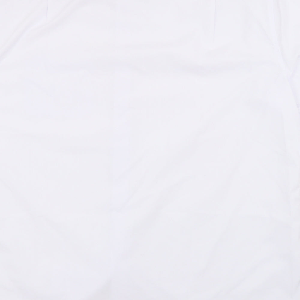Mens UK Size 16 Marks and Spencer White Button-Up Short Sleeve Casual Shirt