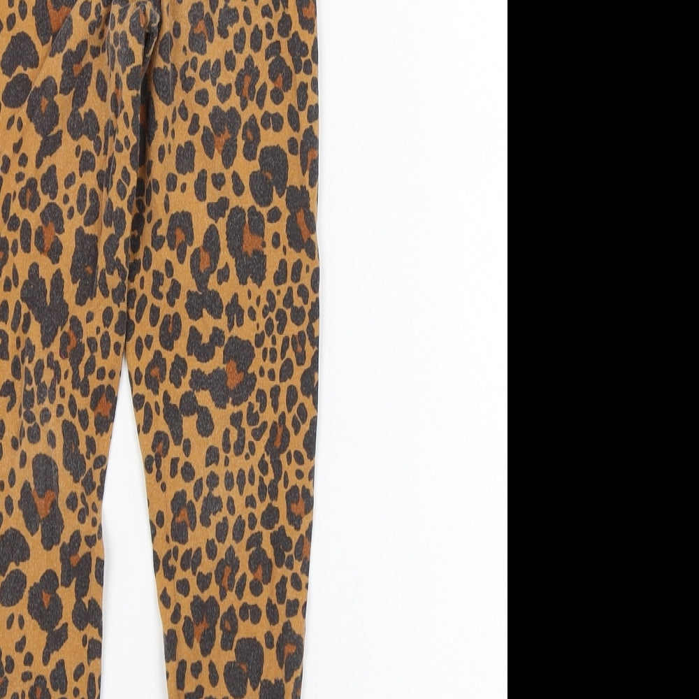 Matalan Girls Brown Animal Print Cotton Jogger Trousers Size 6 Years Regular Pullover - Leggings