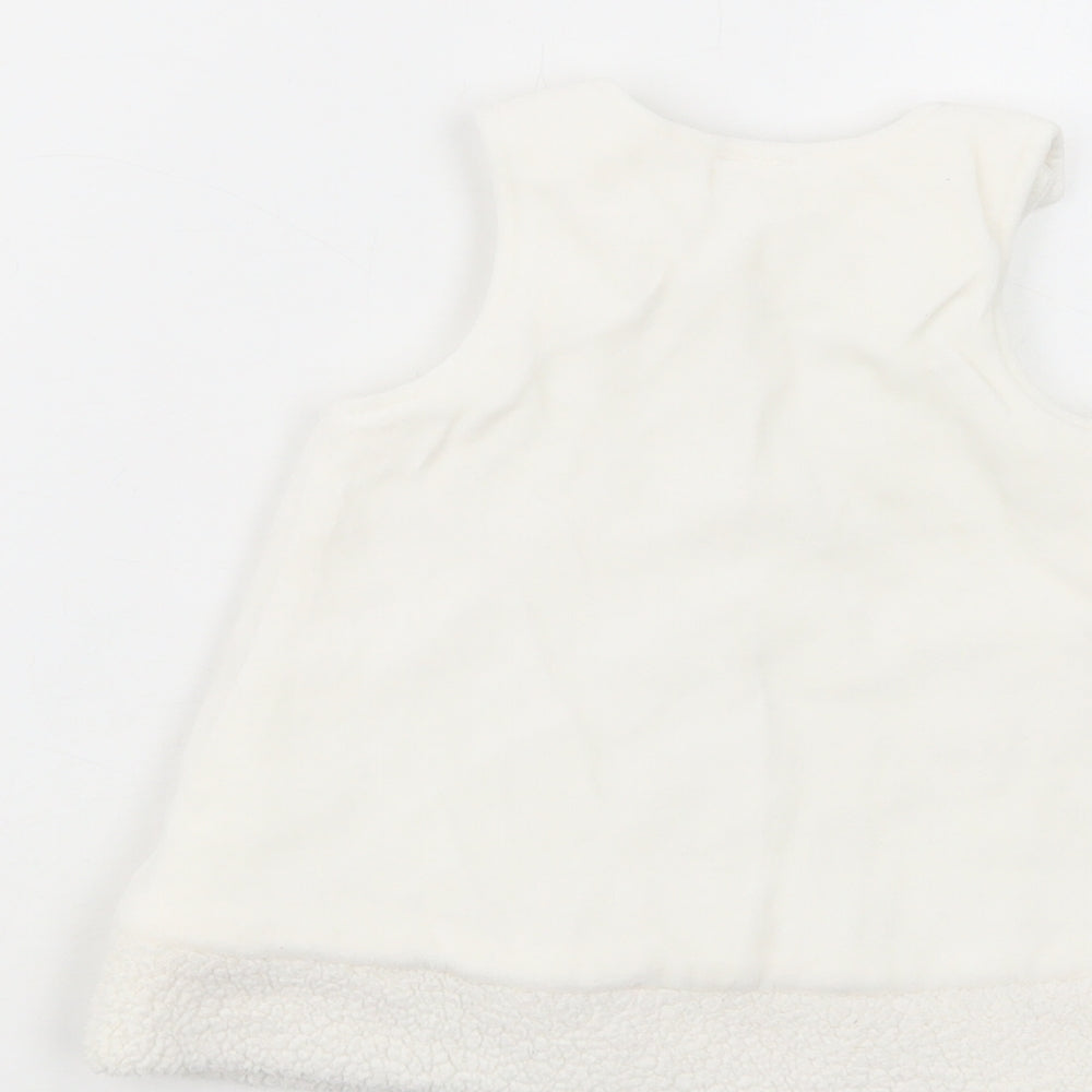 Zip Zap Baby White Polyester Tunic Blouse Size 6-9 Months Crew Neck Button - Bunny