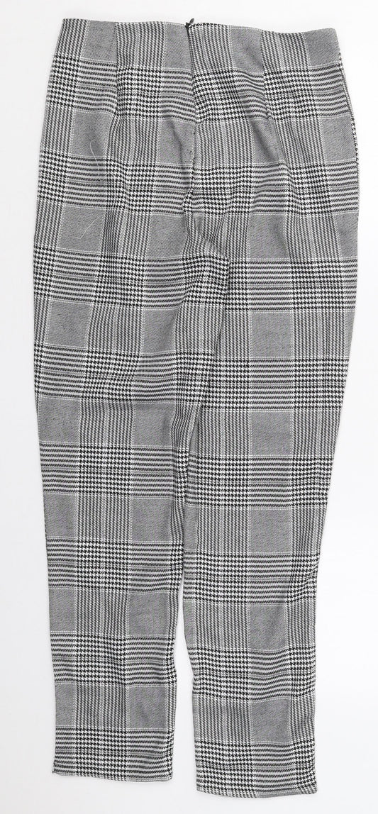 Parisian Womens Grey Herringbone Polyester Trousers Size 12 L28 in Regular Zip
