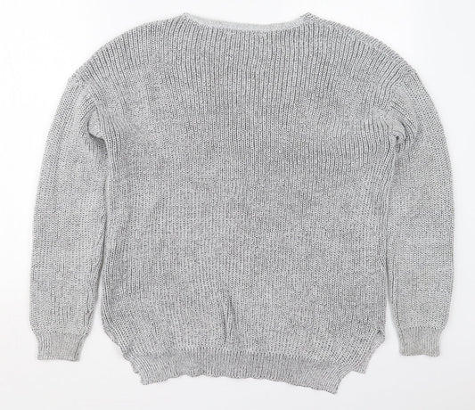 Primark Womens Grey V-Neck Polyester Pullover Jumper Size 14