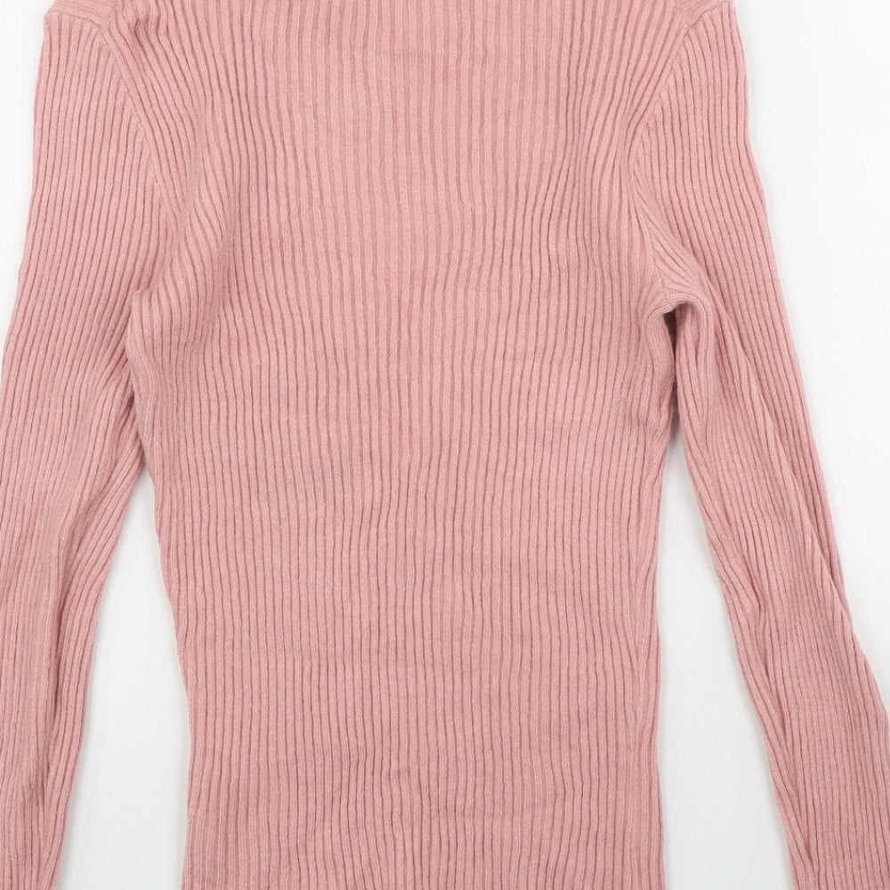 Primark Womens Pink Round Neck Viscose Pullover Jumper Size 10