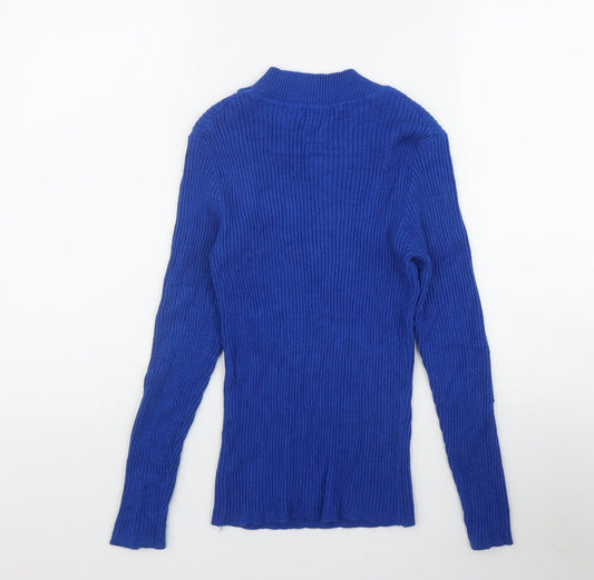 Primark Womens Blue Round Neck Viscose Pullover Jumper Size 12