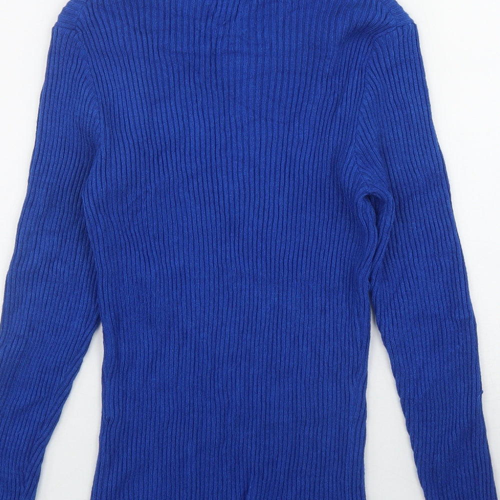 Primark Womens Blue Round Neck Viscose Pullover Jumper Size 12