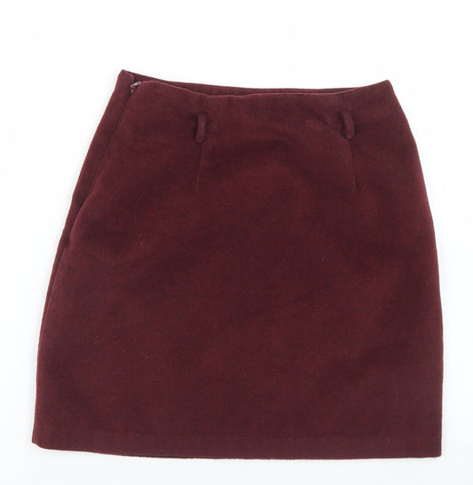 New Look Womens Purple Polyurethane A-Line Skirt Size 6 Zip