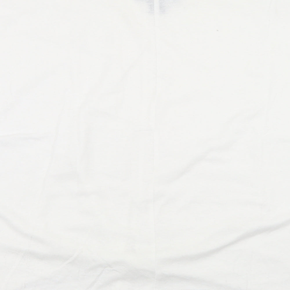 Primark Womens White Polyester Cropped T-Shirt Size XS Round Neck - Tie Front