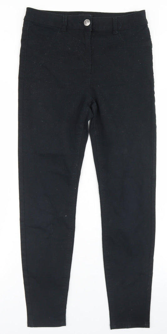 Additional front view of Matalan women’s black cotton skinny jeans, size UK 10, 27-inch leg regular button