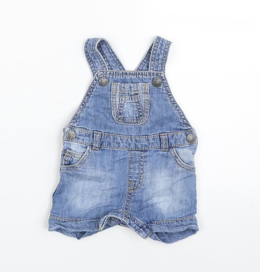 F&F Baby Blue 100% Cotton Babygrow One-Piece Size 0-3 Months Snap