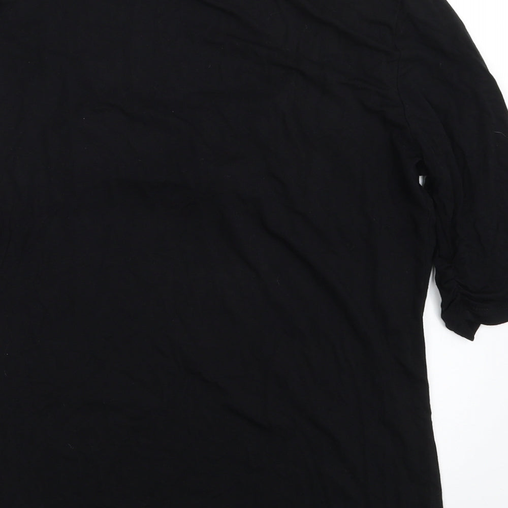 Womens UK Size M Cable & Gauge Black Basic T-Shirt
