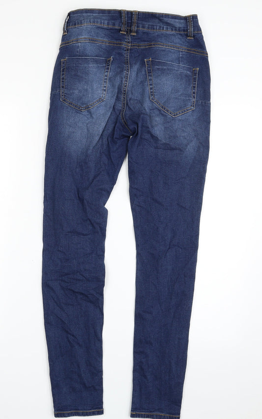 Denim & Co. Womens Blue Cotton Skinny Jeans Size 10 L29 in Slim Zip