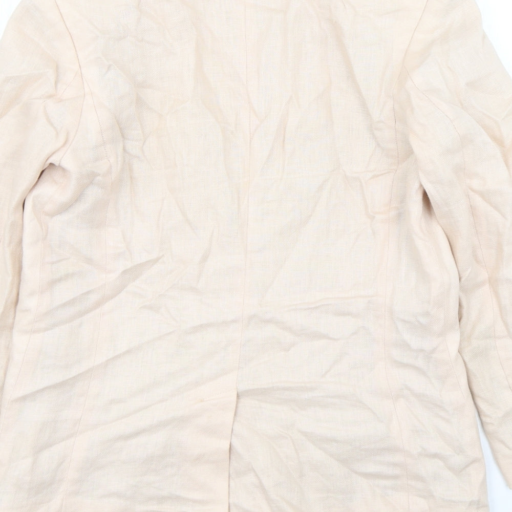 H&M Womens Pink Linen Jacket Blazer Size 8