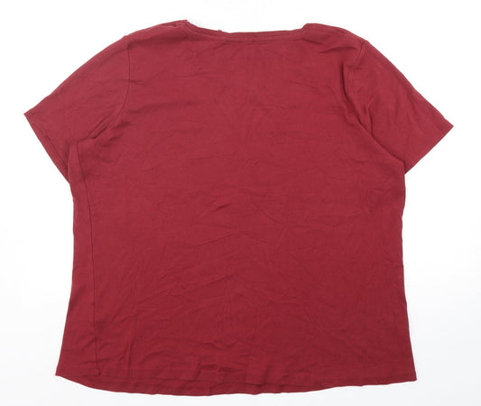 Capsule Womens Red Cotton Basic T-Shirt Size 26 Round Neck