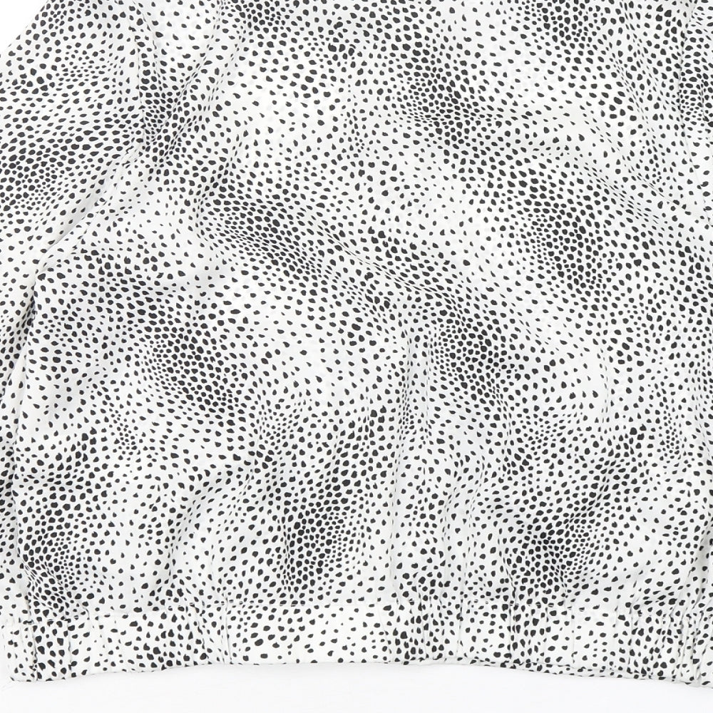 Brand and care label for H&M women’s multicoloured animal print bomber jacket jacket, size UK 8
