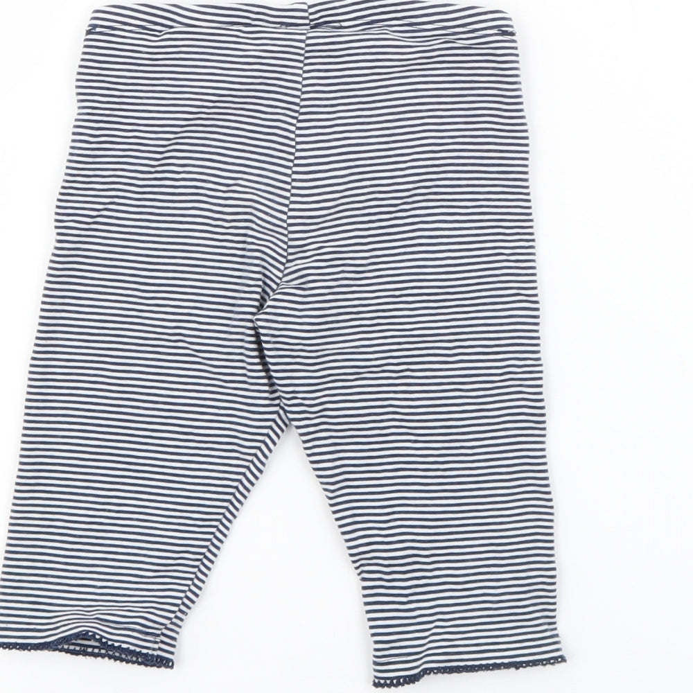H&M Girls Blue Striped Cotton Pedal Pusher Trousers Size 2 Years Regular