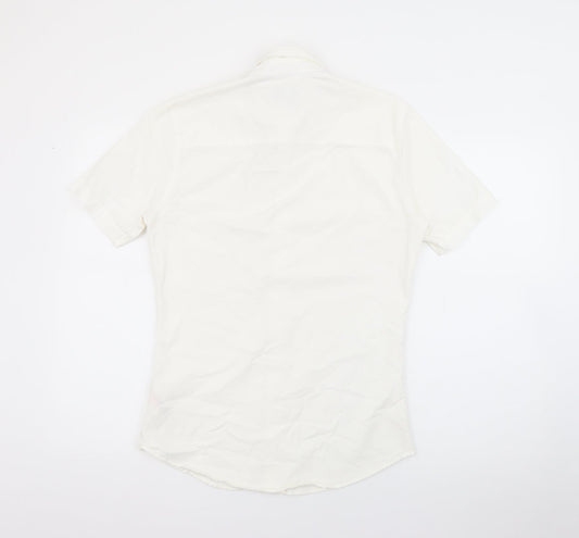 Topman Mens Ivory Cotton Button-Up Size S Collared Button