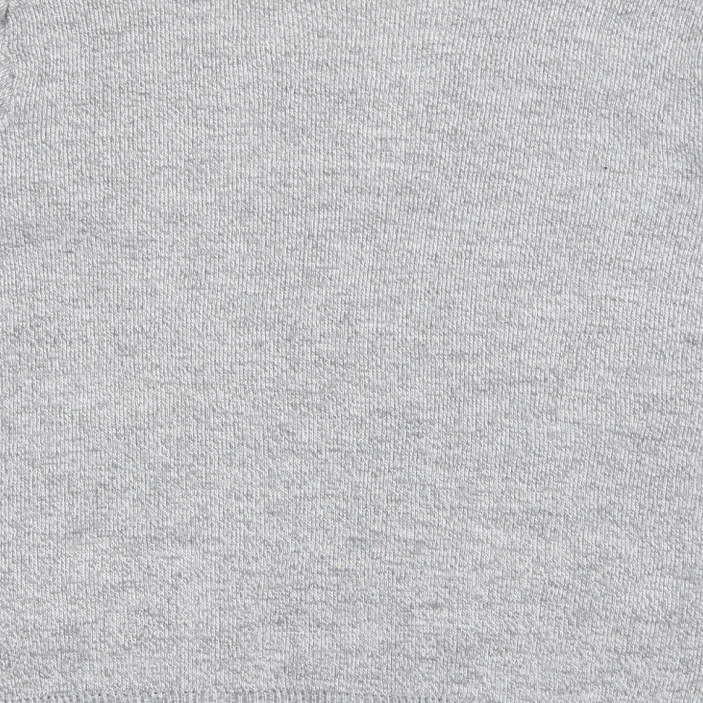 Brand and care label for Envy women’s grey crew neck geometric acrylic jumper, size S