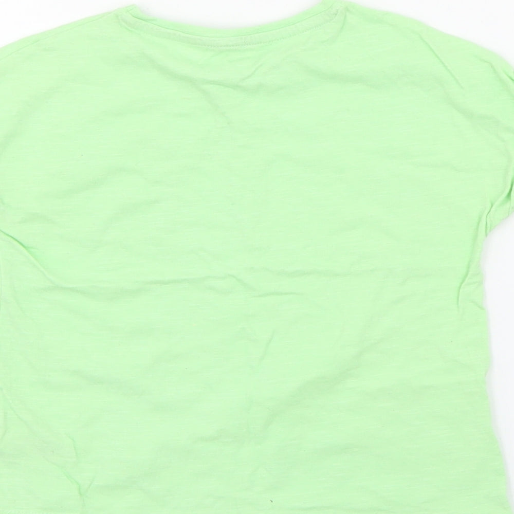 Dunnes Stores Girls Green Cotton Pullover T-Shirt Size 2-3 Years Crew Neck