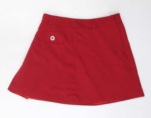 Back view of Atmosphere women’s red polyester a-line skirt, size UK 10