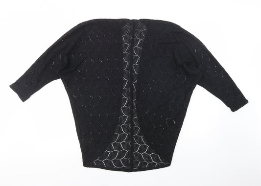 H&M Womens Black V-Neck Polyester Cardigan Jumper Size XS