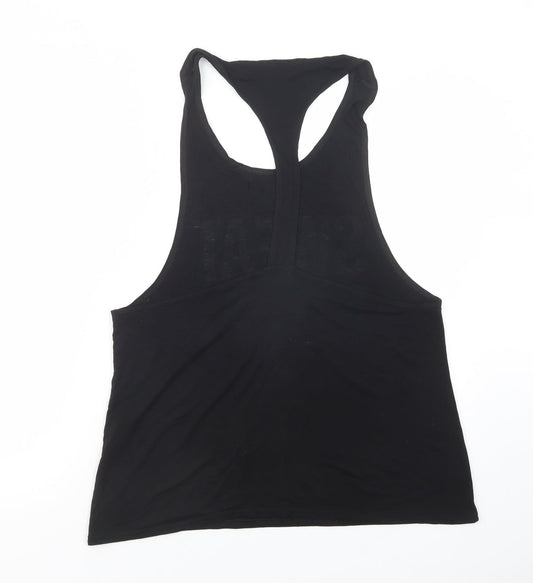 Boohoo Womens Black Viscose Basic Tank Size 12 Scoop Neck - Sweat Squad