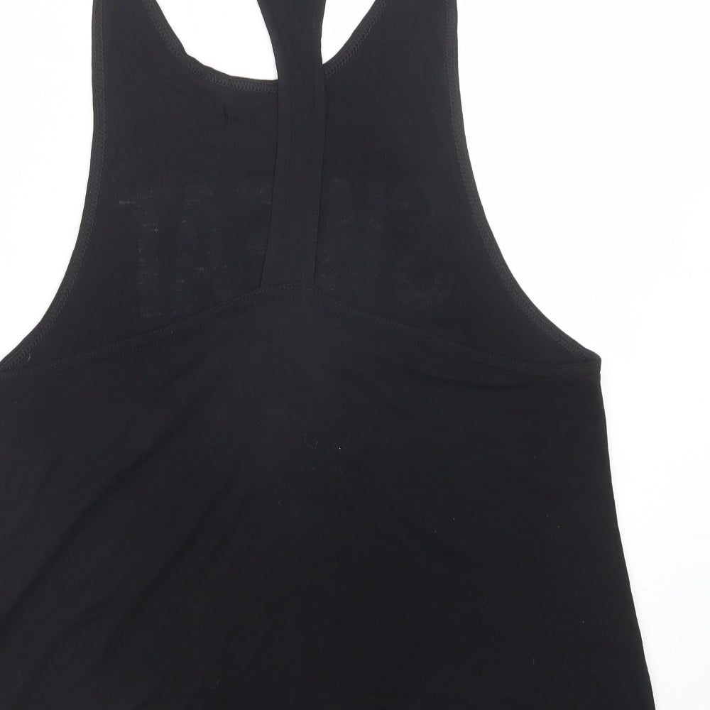 Boohoo Womens Black Viscose Basic Tank Size 12 Scoop Neck - Sweat Squad