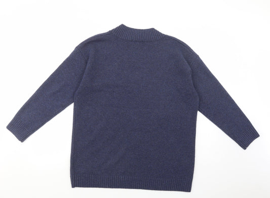 TU Womens Blue V-Neck Polyester Pullover Jumper Size M