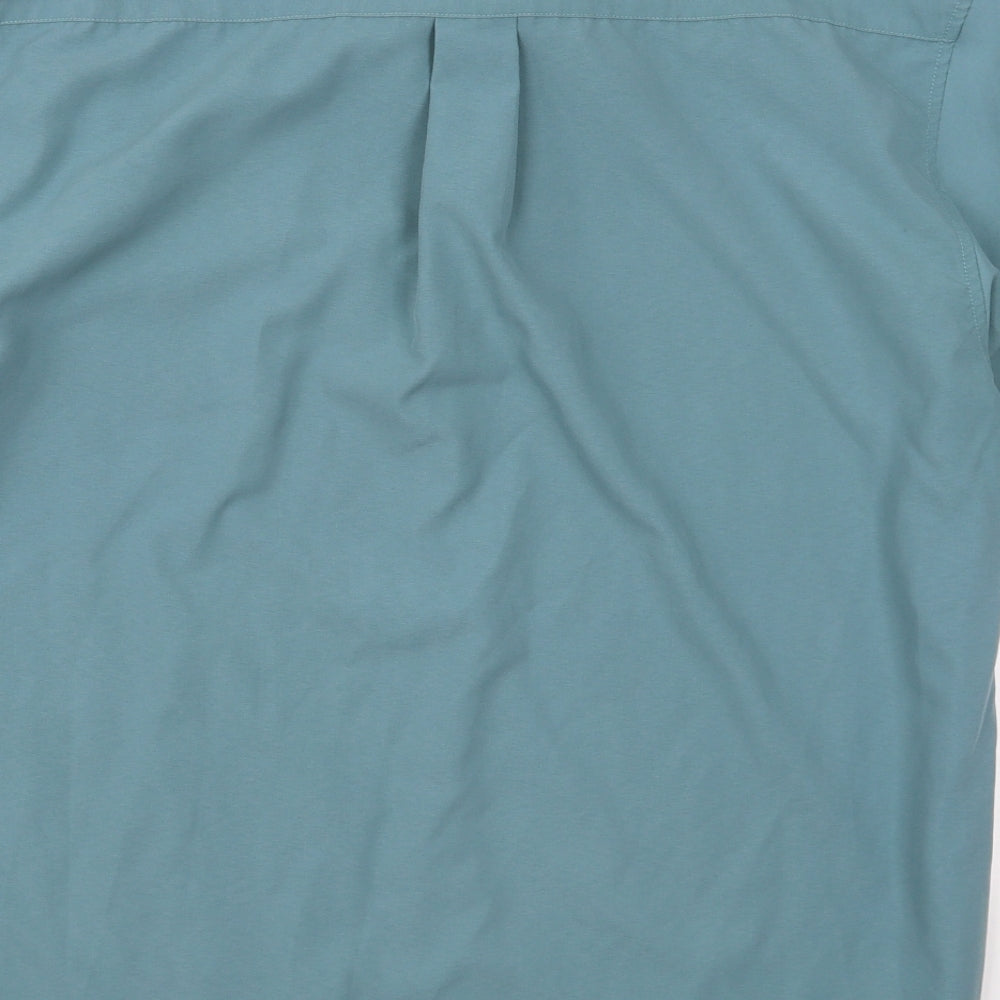 St Bernard Mens Blue Polyester Button-Up Size M Collared Button