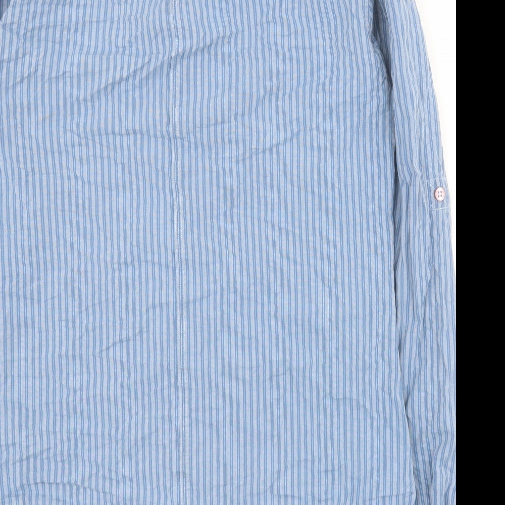 River Island Mens Blue Striped Cotton Button-Up Size M Collared Button
