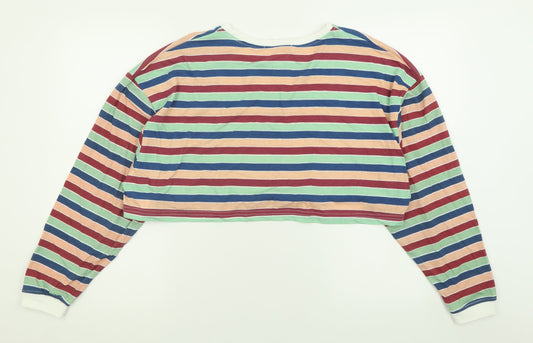 Womens UK Size 8 Missguided Multicoloured Cropped T-Shirt