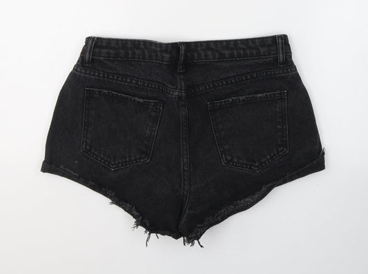 SheIn Womens Black  Cotton Hot Pants Shorts Size S L3 in Regular Button