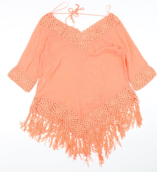 F&F Womens Pink V-Neck Viscose Pullover Jumper Size S