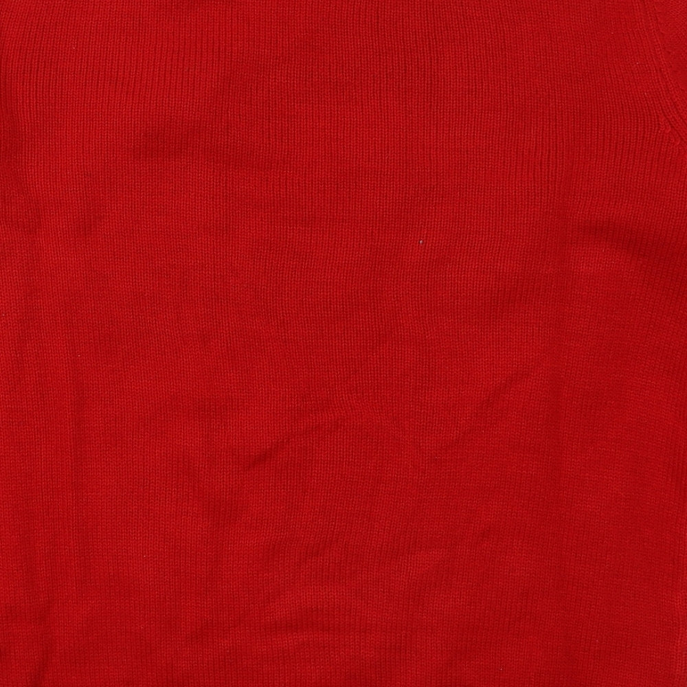 Cedar Wood State Mens Red Crew Neck Acrylic Pullover Jumper Size M - Ho Ho Ho Snowman