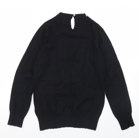 Primark Womens Black Round Neck Viscose Pullover Jumper Size 6