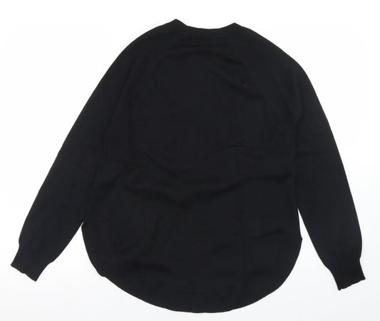 Gallery Womens Black Crew Neck Viscose Pullover Jumper Size S