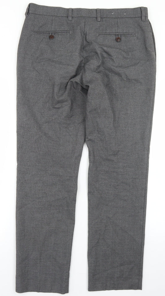 NEXT Mens Grey Cotton Dress Pants Trousers Size 34 in L28 in Regular Hook & Eye