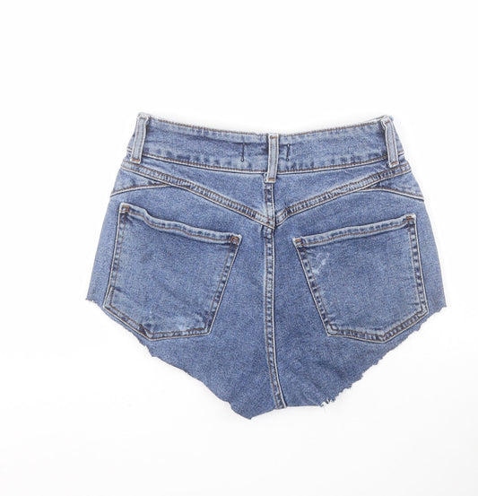 Primark Womens Green Cotton Cut-Off Shorts Size 6 L5 in Regular Zip