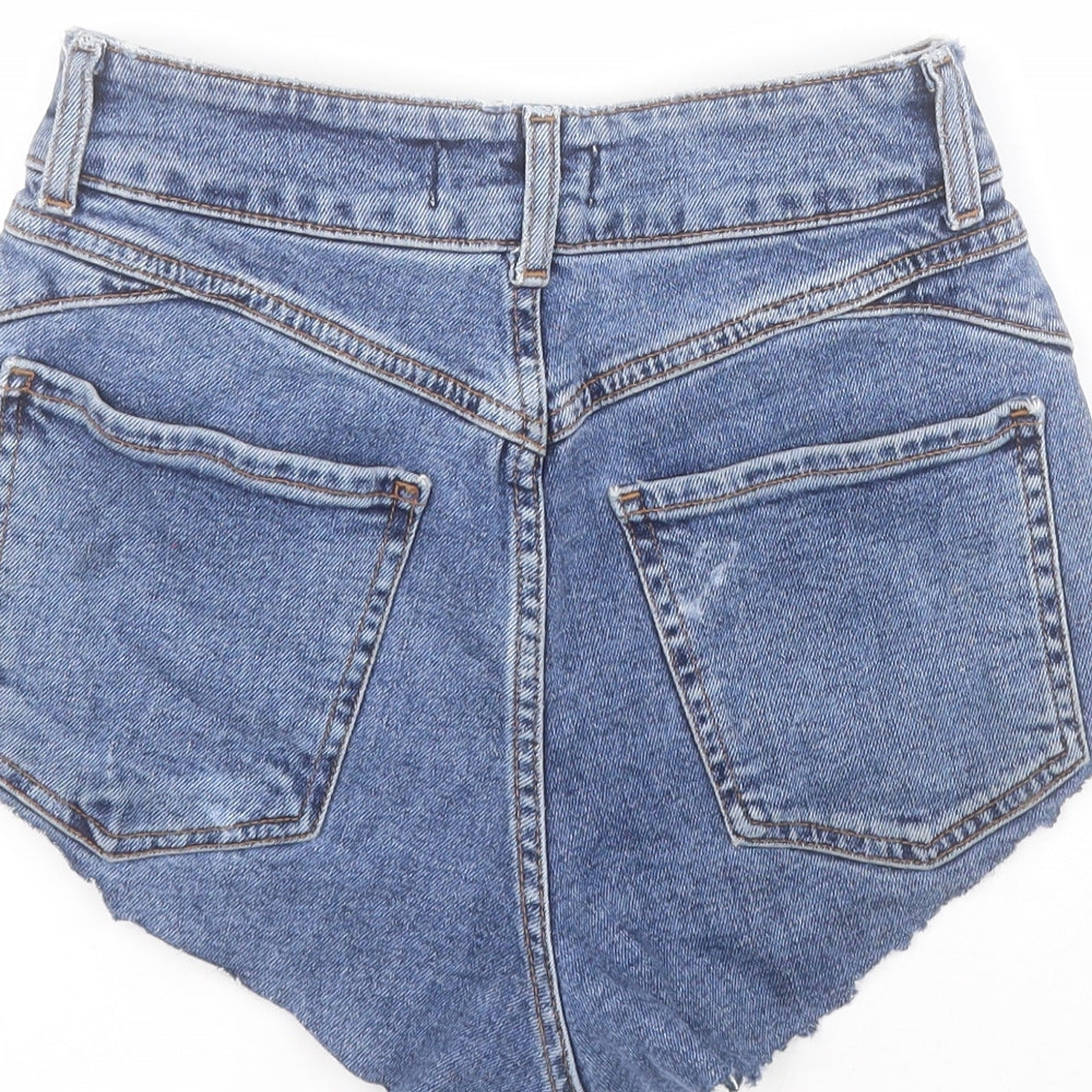 Primark Womens Green Cotton Cut-Off Shorts Size 6 L5 in Regular Zip