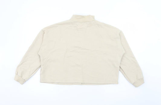 Boohoo Womens Beige High Neck Cotton Pullover Jumper Size 14