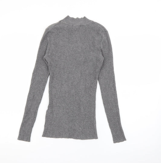Primark Womens Grey High Neck Viscose Pullover Jumper Size 10