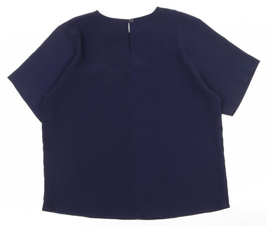 Berkertex Womens Blue Polyester Basic T-Shirt Size 16 Round Neck