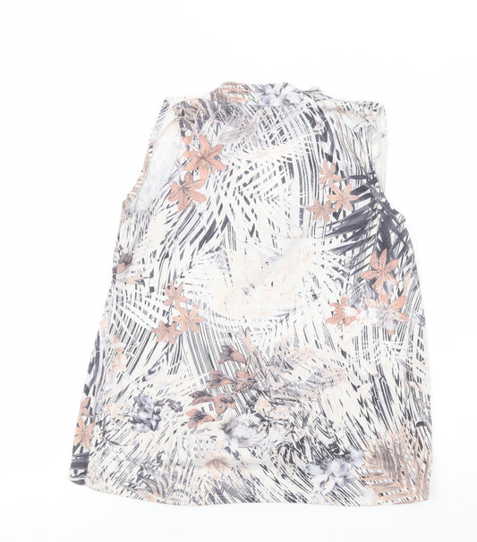 NEXT Womens Ivory Floral Polyester Basic Blouse Size 6 V-Neck