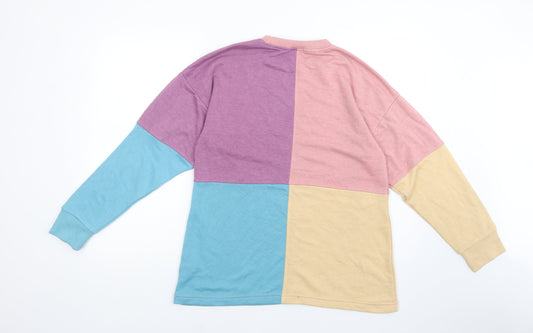 Boohoo Womens Multicoloured Colourblock Polyester Pullover Sweatshirt Size 10 Pullover